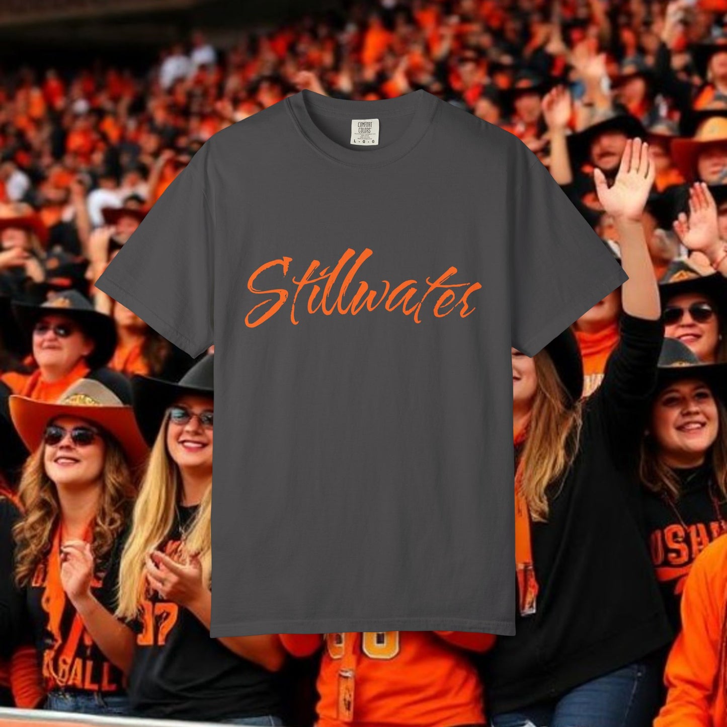 Stillwater Script T‑Shirt — Casual City Pride Tee, Soft-Style Shirt, Perfect for Gameday