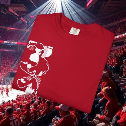 Detroit T-Shirt — Vertical Mascot Graphic with 'Detroit' Script