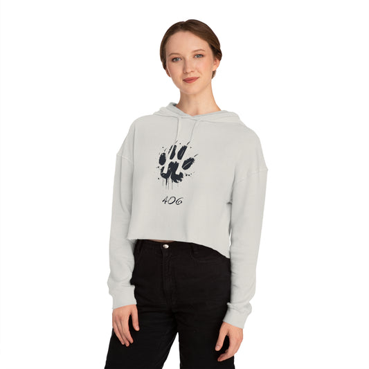 Bobcat Paw Print Cropped Hoodie, Tailgate Sweatshirt, College Football Game Day Top, Women's Hooded Sweater, Bobcat Lover Gift, Animal Print