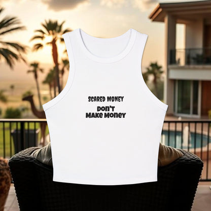 Scared Money Racer Tank Top for Women, Trendy Crop Top, Summer Fashion, Casual Wear, Gift for Entrepreneurs, Beach Outfit