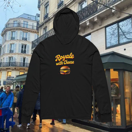 Royale with Cheese Unisex Hoodie, Funny Movie Merchandise, Gift for Foodies, Casual Streetwear, Unisex Long Sleeve Tee