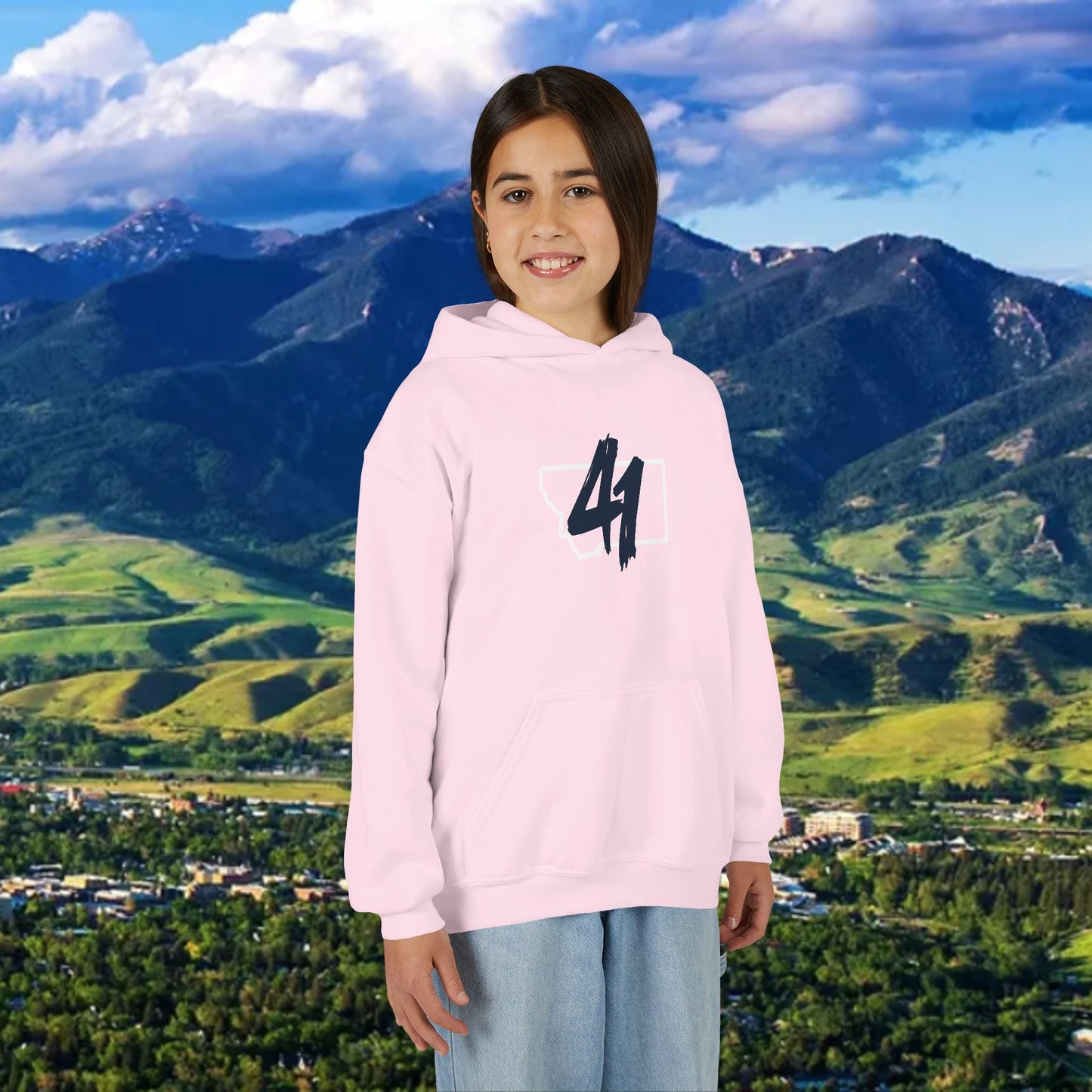 Youth Hoodie - '41' Minimalist Graphic Pullover