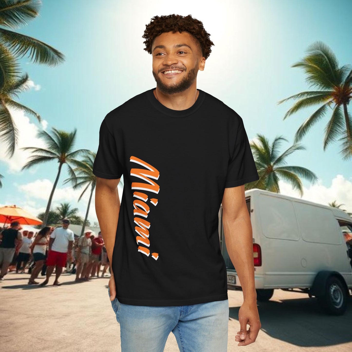 Miami Vibe Unisex Garment-Dyed T-shirt, Casual Wear, Summer Fashion, Nature Lovers, Beach Party, Gift Idea