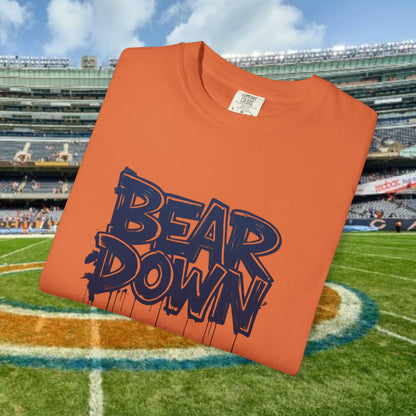 Vibrant Bear Down Unisex T-Shirt | Trendy Graphic Tee, Casual Wear, Gift for Sports Fans, Summer Style.