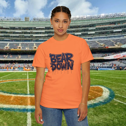 Vibrant Bear Down Unisex T-Shirt | Trendy Graphic Tee, Casual Wear, Gift for Sports Fans, Summer Style.