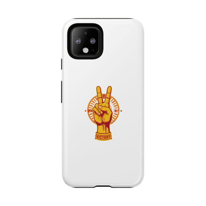 Victory Themed Stylish Phone Case - Tough Cases with Peace Sign Design, Customizable Phone Covers, Gift for Tojan Fans, Trendy Accessories