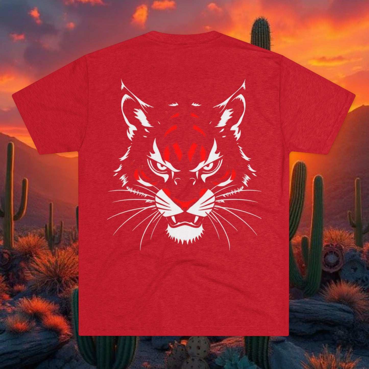 Wildcat Silhouette Graphic Tee — Vertical “520” Desert Crew Shirt, Tri-Blend
