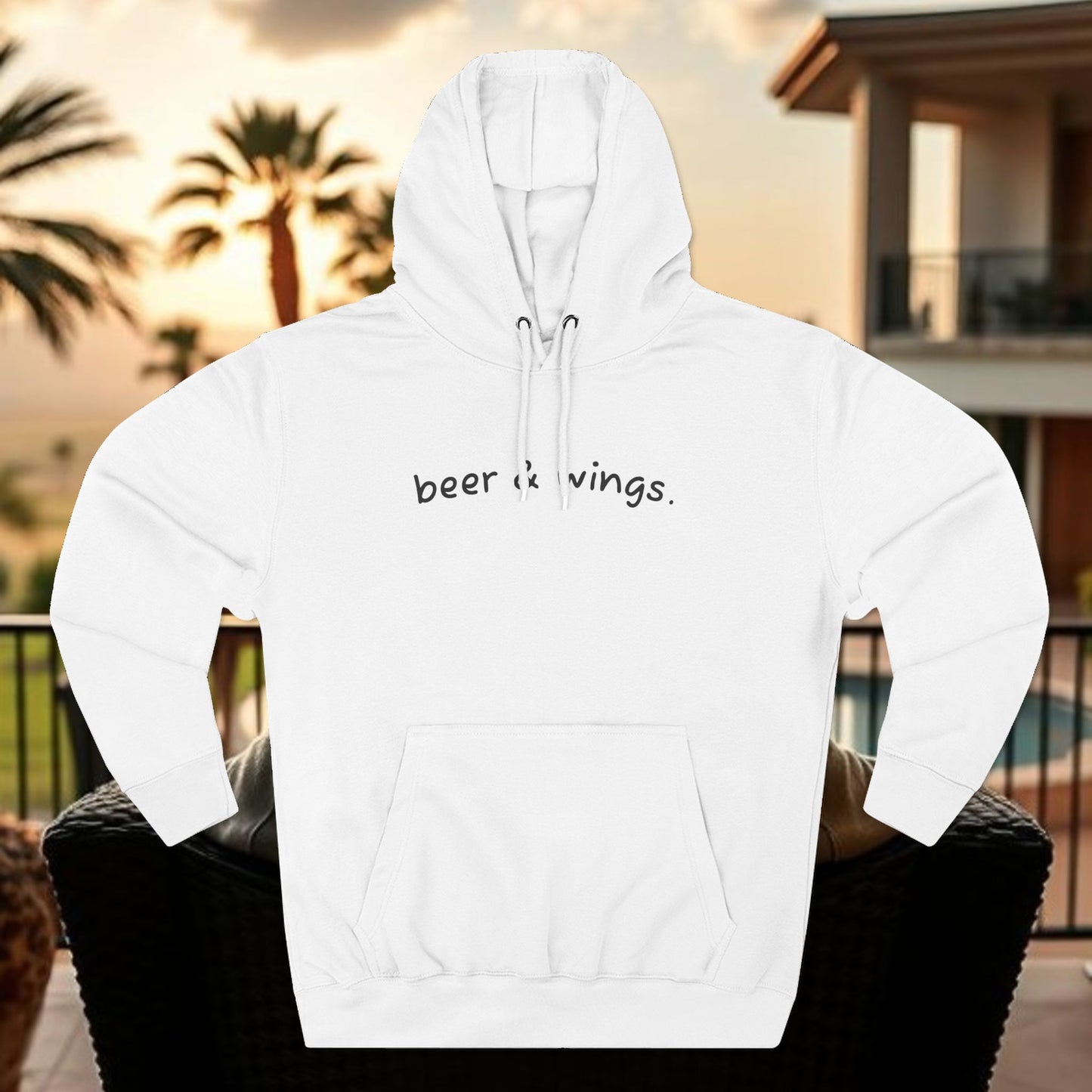 Beer and Wings Fleece Hoodie | Cozy Sweatshirt for Foodies, Gift for Beer Lovers, Casual Wear, Unisex Pullover