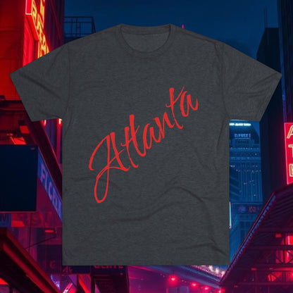 Atlanta Script Tee — Red Diagonal City Name T-Shirt, Tri-Blend Super Soft Style T-Shirt, Perfect for Gameday or a Night Out