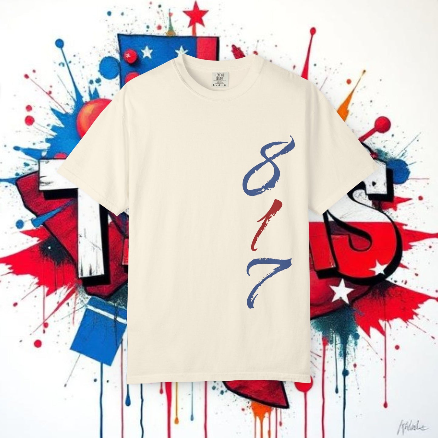 Texas 817 Graphic T-Shirt — Red, White & Blue State Pride Tee, Arlington Texas, Soft-Style T-Shirt, Perfect for Gameday