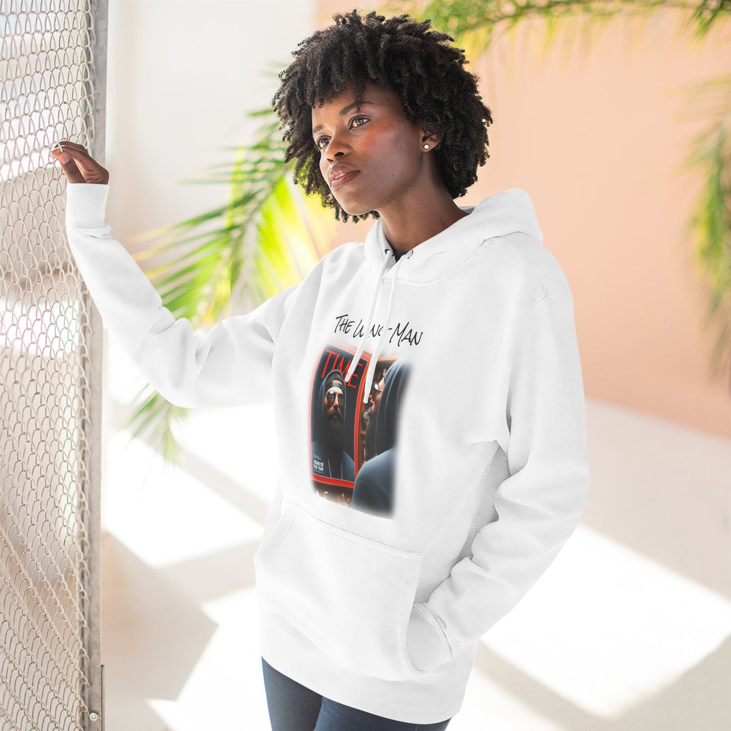 Wing Man "Man of the Year" Three-Panel Fleece Hoodie - Cozy Graphic Pullover, Gift for Him/Her, Casual Layering, Nostalgic Apparel, Unisex