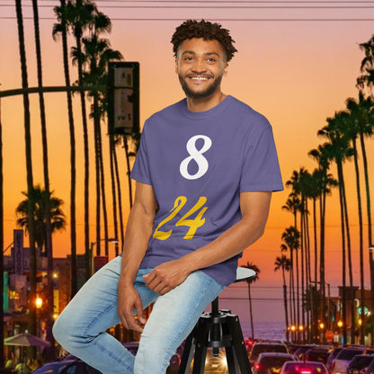 Legend Tribute Unisex Garment-Dyed T-Shirt with '8 & 24' and 'Bean' Text - Casual Wear, Gift for Friends