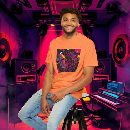 Colorful Unisex Garment-Dyed T-shirt, Artistic Graphic Tee, Music Festival Shirt, Casual Everyday Wear, Vibrant Streetwear, Unique Gift Idea