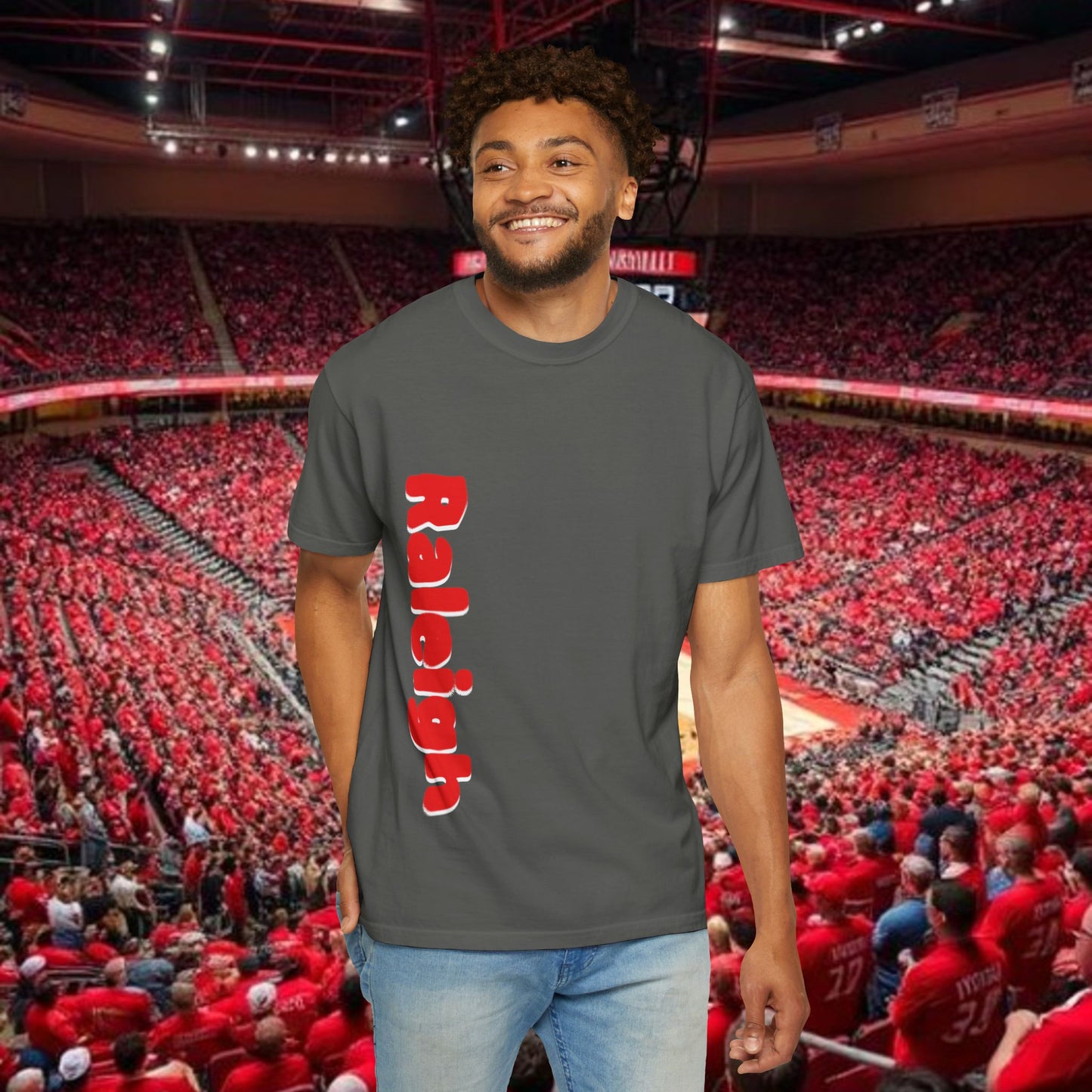 Raleigh Graphic Unisex Garment-Dyed T-shirt, Sports Fan Tee, College Apparel, Gift for Him/Her, Casual Wear, Spirit Wear