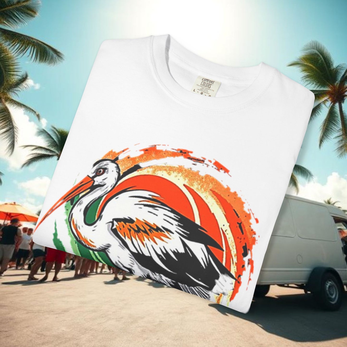 Ibis Artistic Graphic Design Tee, Unisex Garment-Dyed T-shirt, Perfect for Gameday or Beach, Sports Fan Shirt