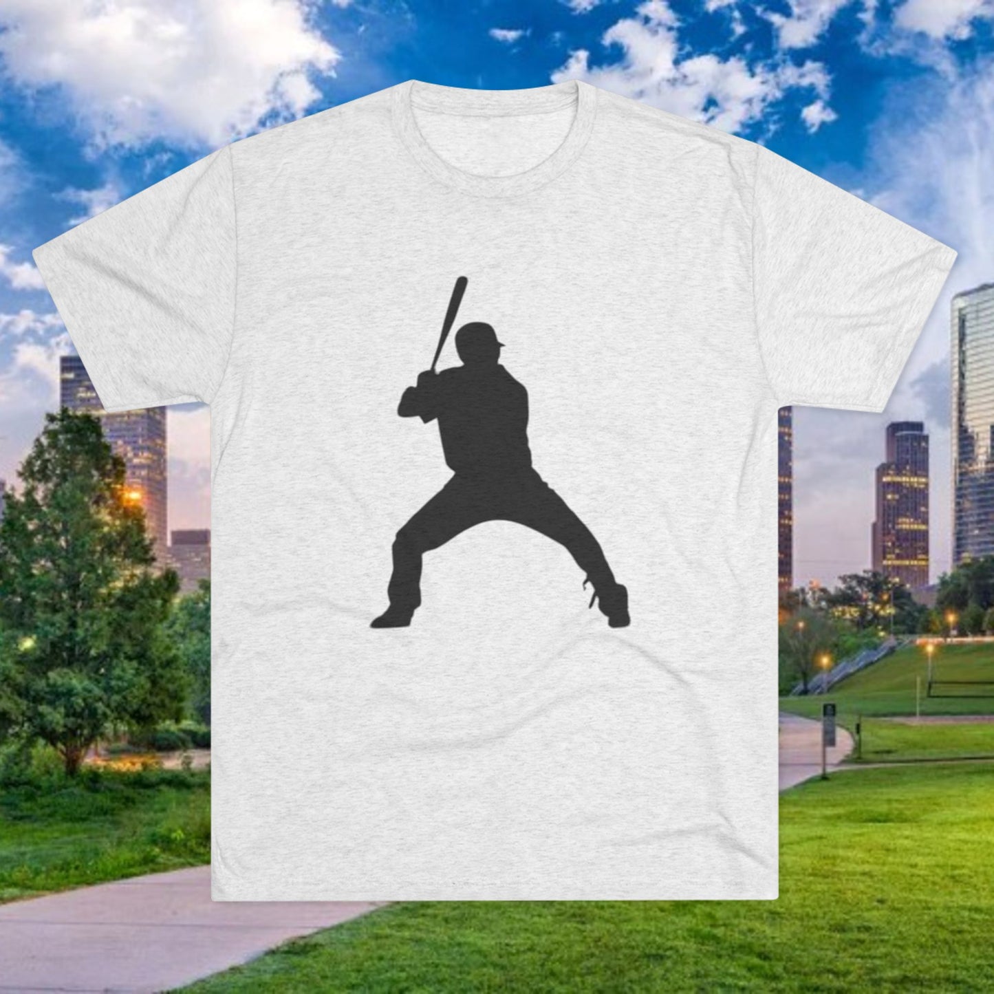 Baseball Batter Tee — Silhouette Front with Number 5 Back