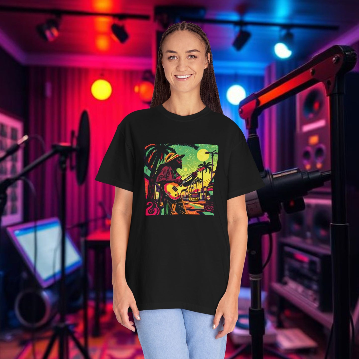 Vibrant Musician T-Shirt, Beach Vibes Shirt, Unisex Summer Tee, Perfect Gift for Music Lovers, Casual Party Wear