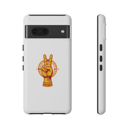 Victory Themed Stylish Phone Case - Tough Cases with Peace Sign Design, Customizable Phone Covers, Gift for Tojan Fans, Trendy Accessories