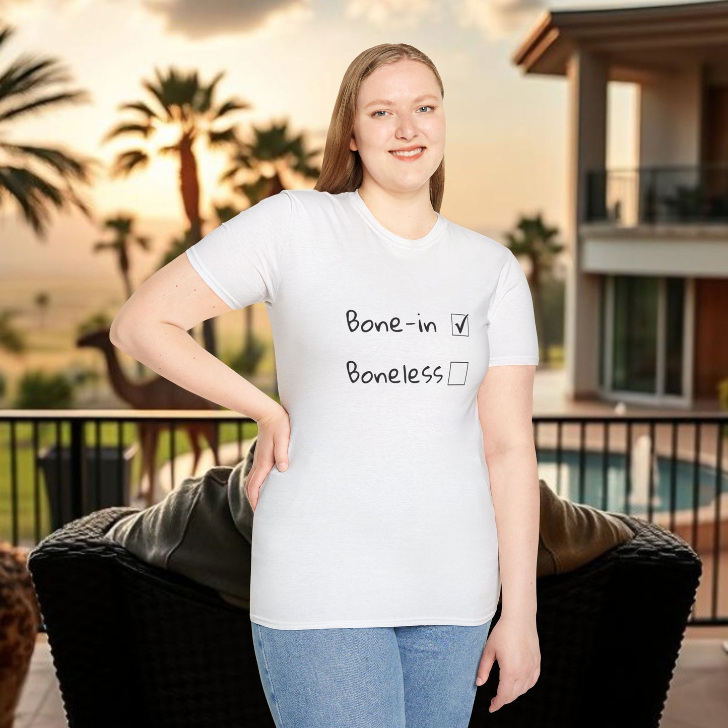 Humorous Foodie T-Shirt, Casual Wear for Food Lovers, Gift for Chefs, Bone-in vs Boneless Design, Fun Graphic Tee