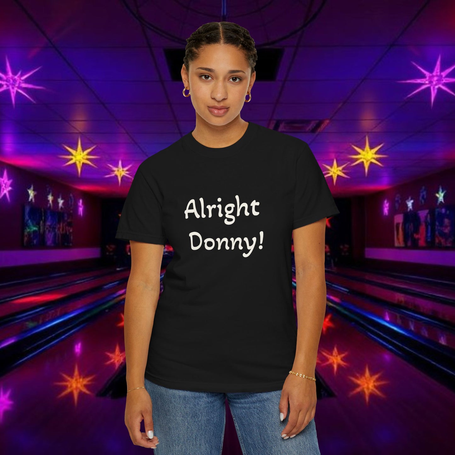 Vintage Garment-Dyed T‑Shirt — Minimal Retro Bowling Vibe, Lebowski Reference, Alright Donny