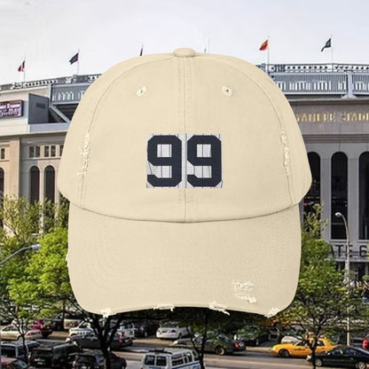 Baseball Stars Distressed Unisex Baseball Cap with Custom Number 99, Trendy Hat for Casual Outfits, Gifts for Sports Lovers
