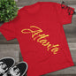 Atlanta Script Tee — Red Diagonal City Name T-Shirt, Tri-Blend Super Soft Style T-Shirt, Perfect for Gameday or a Night Out