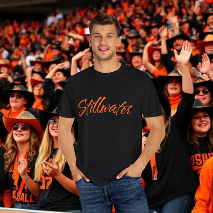 Stillwater Script T‑Shirt — Casual City Pride Tee, Soft-Style Shirt, Perfect for Gameday