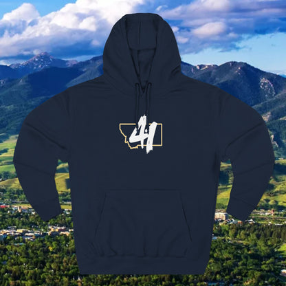 Montana '41' Outline Hoodie — Rustic State Pride Fleece Pullover