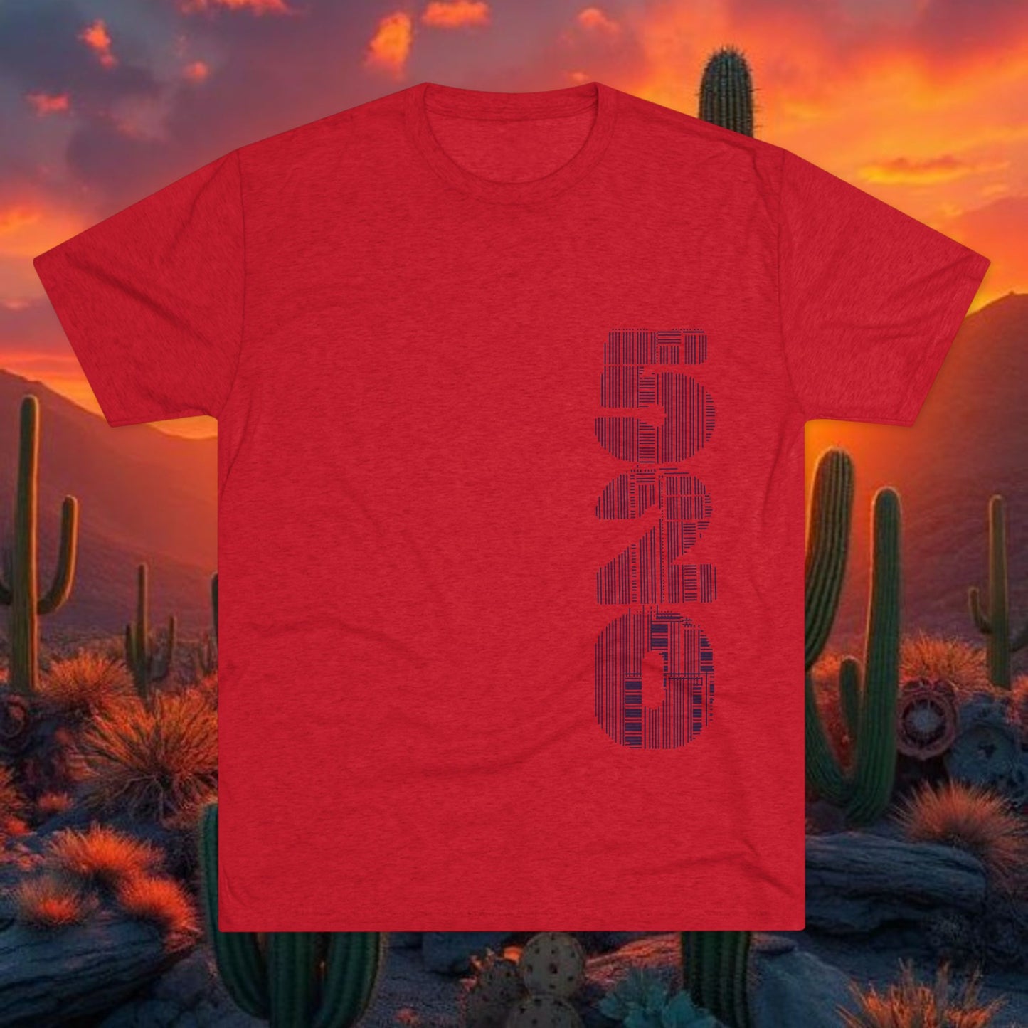 Wildcat Silhouette Graphic Tee — Vertical “520” Desert Crew Shirt, Tri-Blend