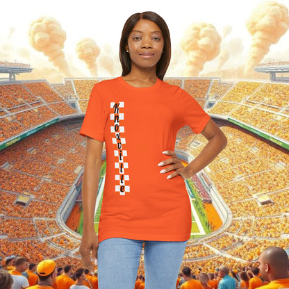 Knoxville Tennessee Orange Tee — Vertical Checker Football Shirt, Perfect for Tailgates, Football Games, or Relaxing.