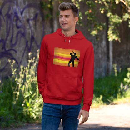 King Silhouette Hoodie — Retro Sunset Dance Graphic Hooded Sweatshirt