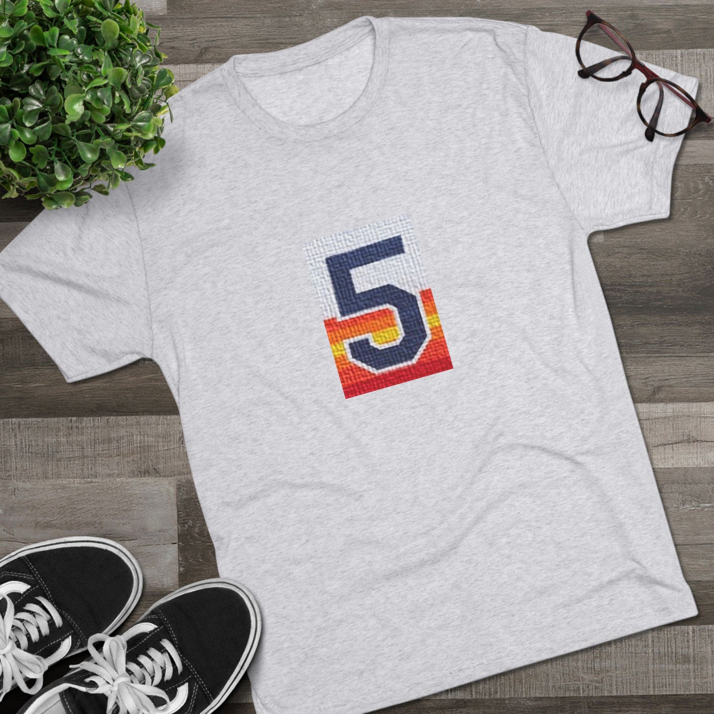 Legends - Retro Number 5 Baseball T‑Shirt — Sunset Stripe Jersey Graphic