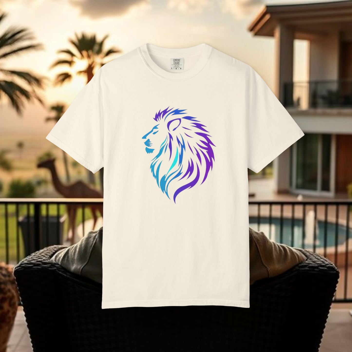 Majestic Lion T-Shirt, unique unisex garment-dyed t-shirt, perfect for casual outings or cozy relaxation at home