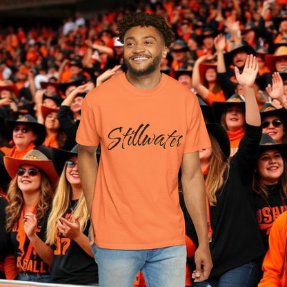 Stillwater Script T‑Shirt — Casual City Pride Tee, Soft-Style Shirt, Perfect for Gameday