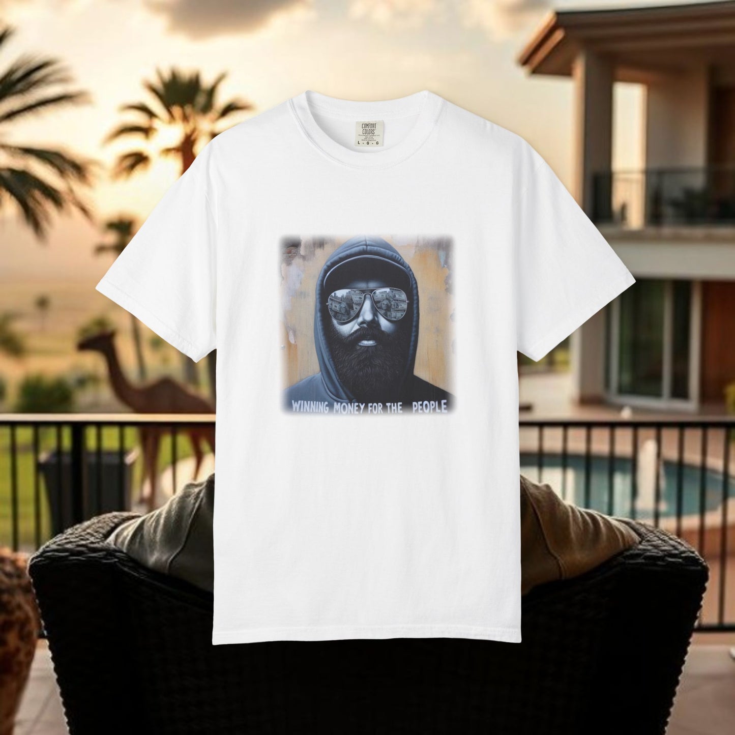 Wing Man Winning Money for The People, Urban Graphic T-shirt, Unisex Garment-Dyed Tee, Streetwear Style, Casual Summer Wear