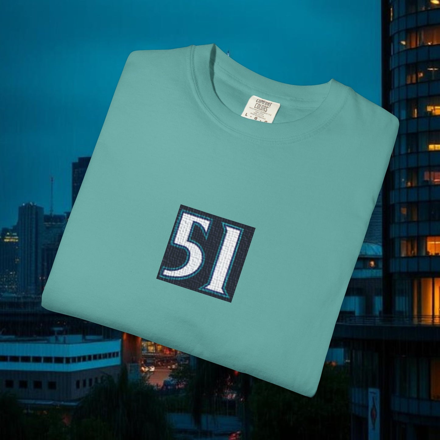 #51 Retro Unisex Garment-Dyed T-shirt with Minimalist 51 Design, Casual Wear, Seattle Fans, Birthday, Everyday Comfort