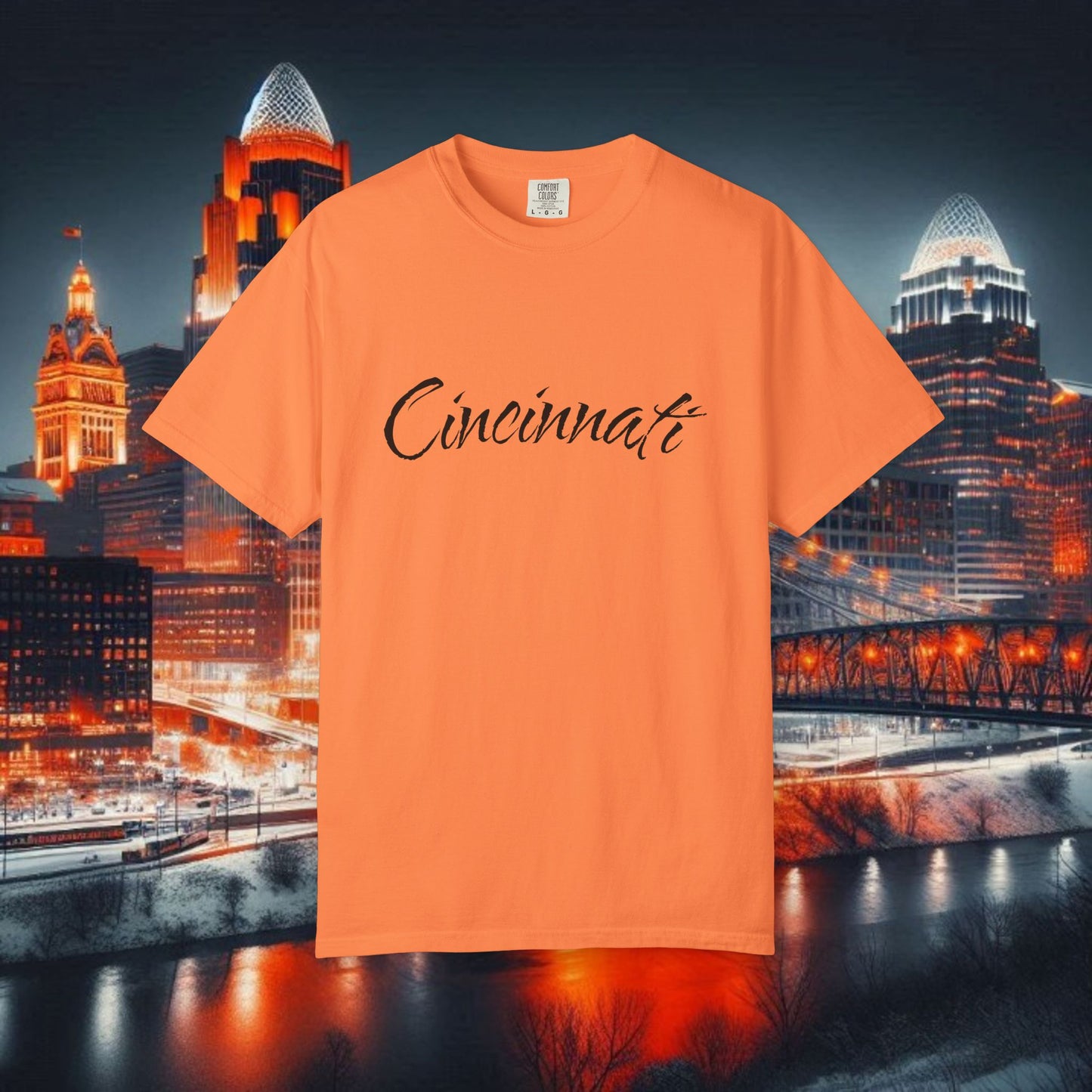 Cincinnati Script T-Shirt — Retro City Name Tee, Tri-Blend, Ultra Comfort, Perfect for Gameday