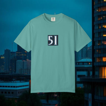 #51 Retro Unisex Garment-Dyed T-shirt with Minimalist 51 Design, Casual Wear, Seattle Fans, Birthday, Everyday Comfort