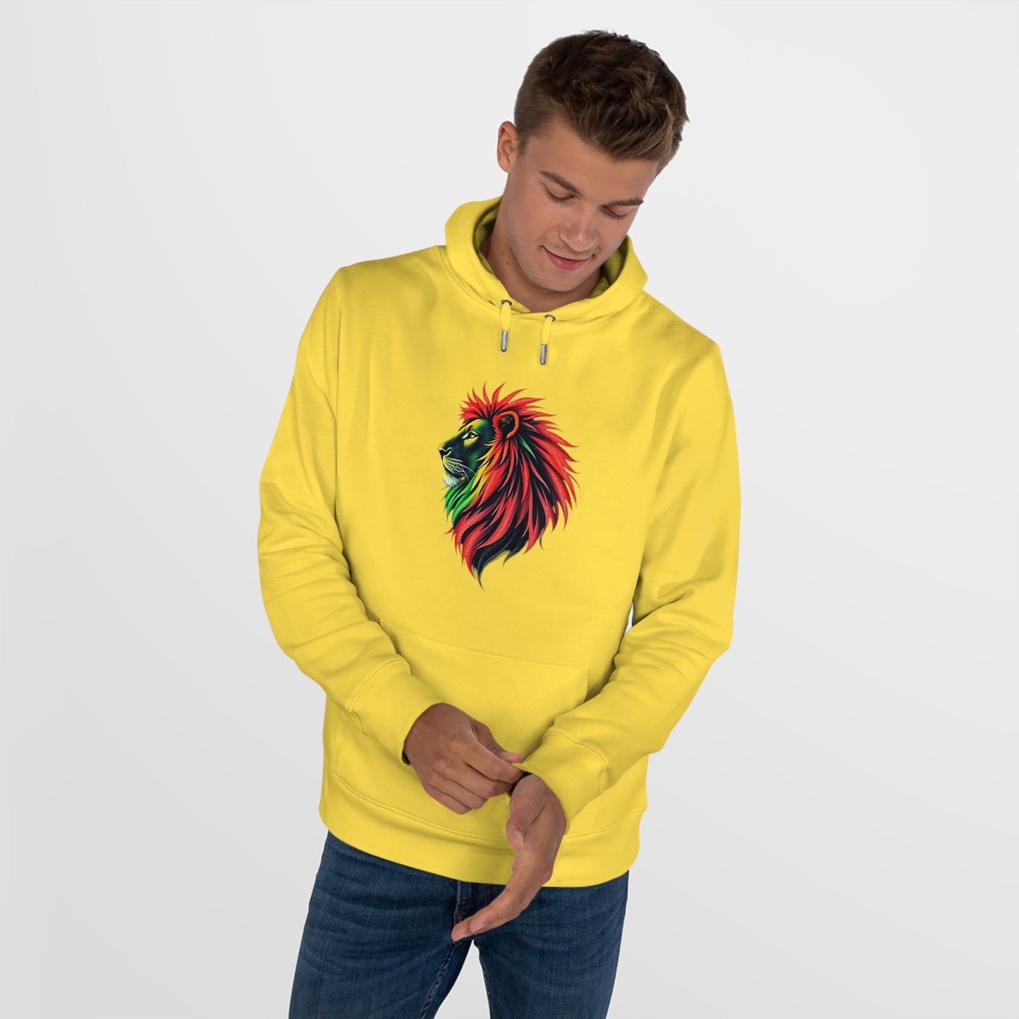 Vibrant Lion King Hoodie, Warm and stylish with Artistic and Vibrant Lion Graphic.