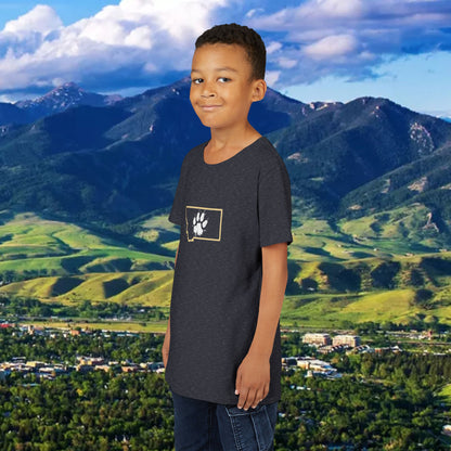 Bobcat Paw Print Youth Tee, Kids Animal Lover Shirt, State Pride T-Shirt, Perfect Gift for Birthdays, Bobcat Apparel