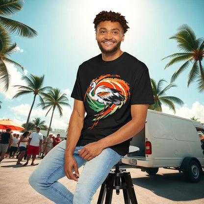 Ibis Artistic Graphic Design Tee, Unisex Garment-Dyed T-shirt, Perfect for Gameday or Beach, Sports Fan Shirt