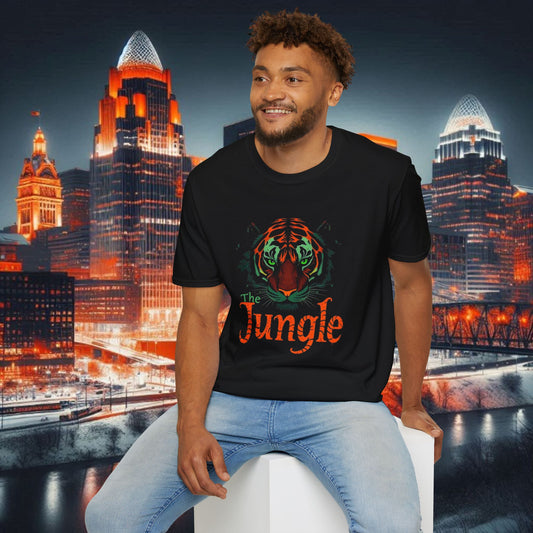The Jungle Unisex Softstyle T-Shirt, Bengal Fan Zone, Casual Everyday Wear, Gift for Bengal Fans, Gameday Attire
