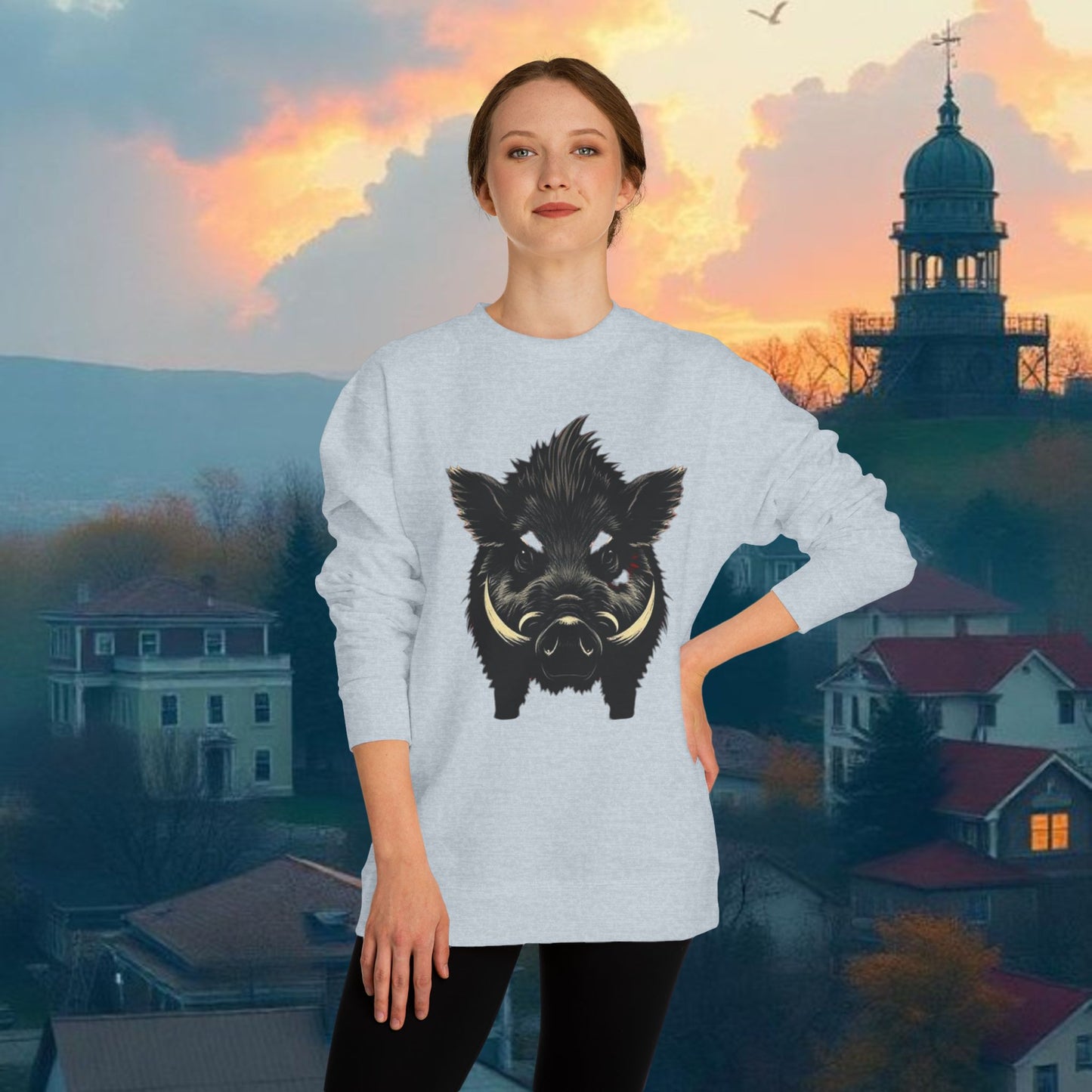 Wild Boar Unisex Crew Neck Sweatshirt, Game Day Apparel, Sports Fan Sweatshirt, Casual Comfort, College Spirit Wear, Trendy Fashion