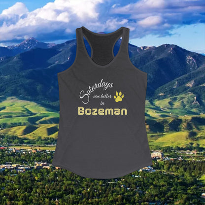 Bozeman Saturdays Racerback Tank, Women's Workout Top, Casual Summer Top, Gift for College Students