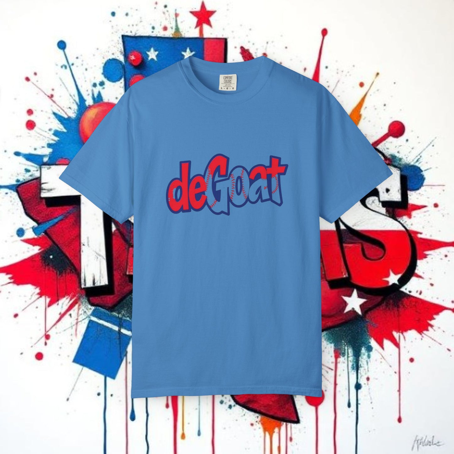 deGOAT Graphic Tee, Baseball Game Shirt, BBQ T-Shirt, Casual Style Unisex Top, Unique Design Garment-Dyed Tee