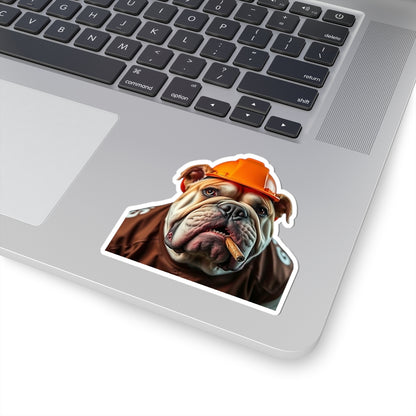 Bulldog Construction Kiss-Cut Stickers | Funny Dog Stickers, Laptop Decals, Unique Gift, Pet Lover Decor, Cute Home Office