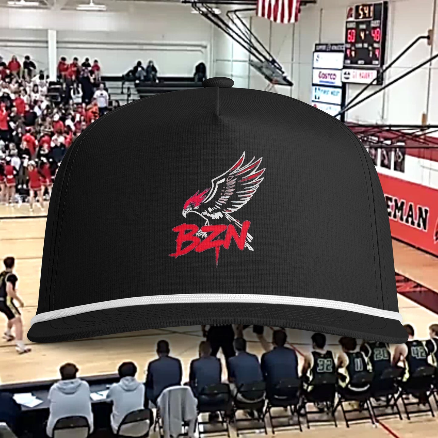 Hawk Logo Rope Cap – Sunwashed Baseball Hat with 'BZN' Graphic