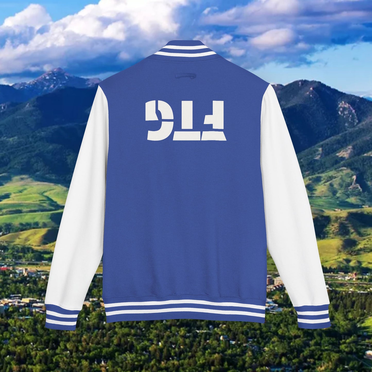 Letterman Jacket – Varsity Blue Fist Patch with FLC Back