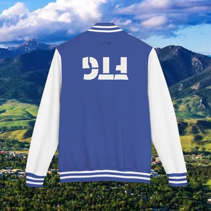 Letterman Jacket – Varsity Blue Fist Patch with FLC Back