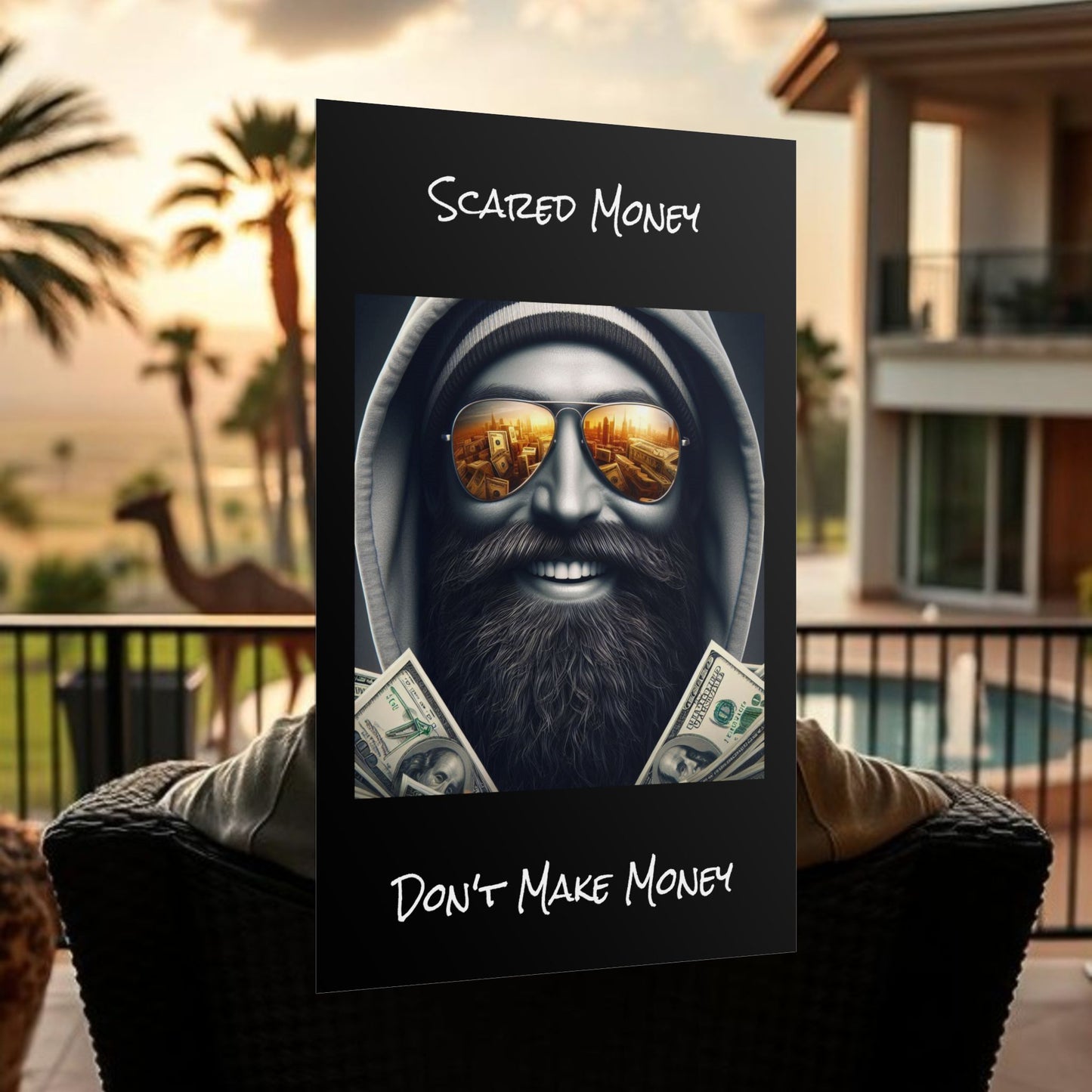Bearded Money Motivational Wall Art, Scared Money Don't Make Money Poster, Home Decor, Gift for Entrepreneurs, Business Inspiration